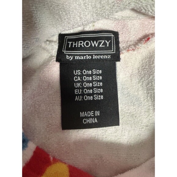Throwzy Marlo O/S Bright Floral Wearable Hooded Towel Poncho Pocket Resort - Picture 9 of 9